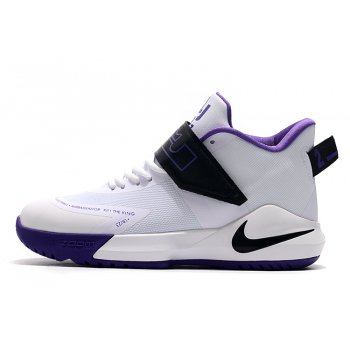 2020 Nike LeBron Ambassador 12 White Black-Purple Shoes